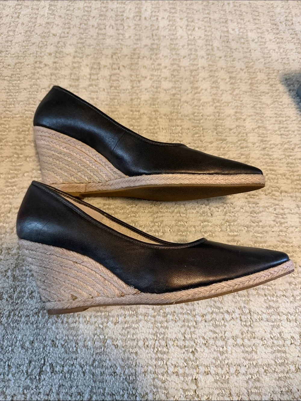 Anne Klein Brown Leather Pointed-Toe Wedges